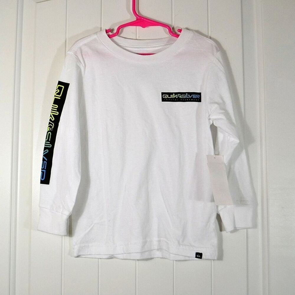 NWT BOYS KIDS YOUTH QUIKSILVER WHITE LONG SLEEVE T SHIRT SZ s